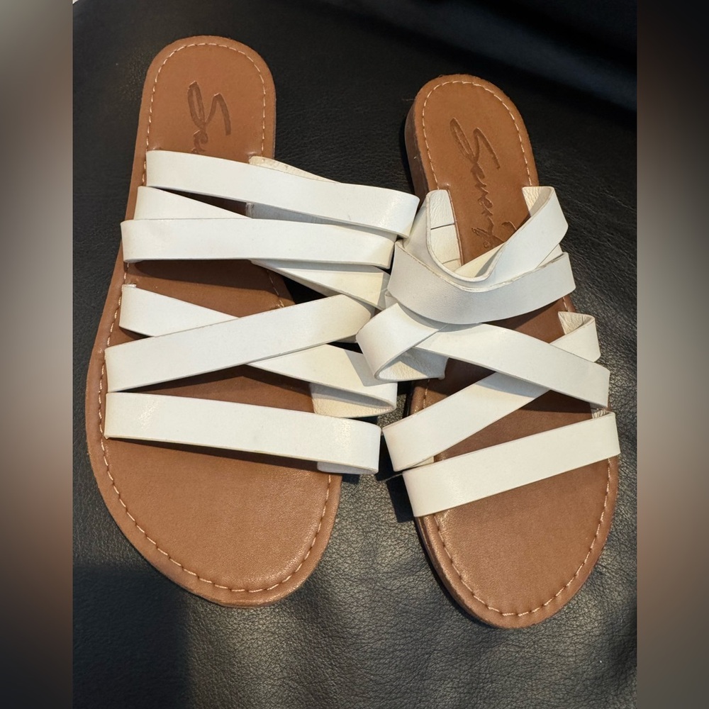 Seven7 White Strappy Sandals